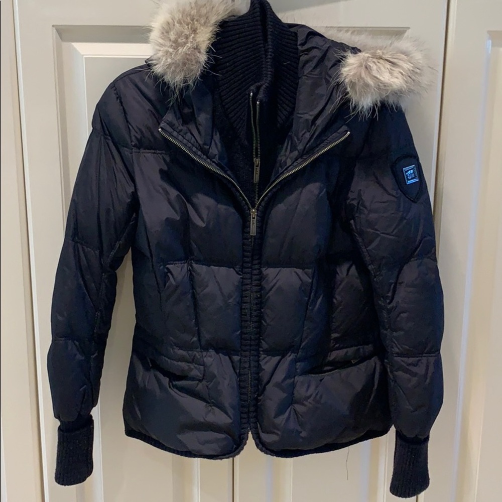 Add Short Down Jacket With Fur Hood Size Small - image 1